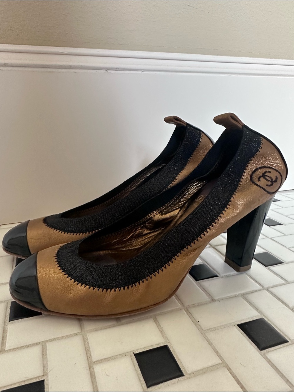 Chanel Patent Leather Metallic Heels